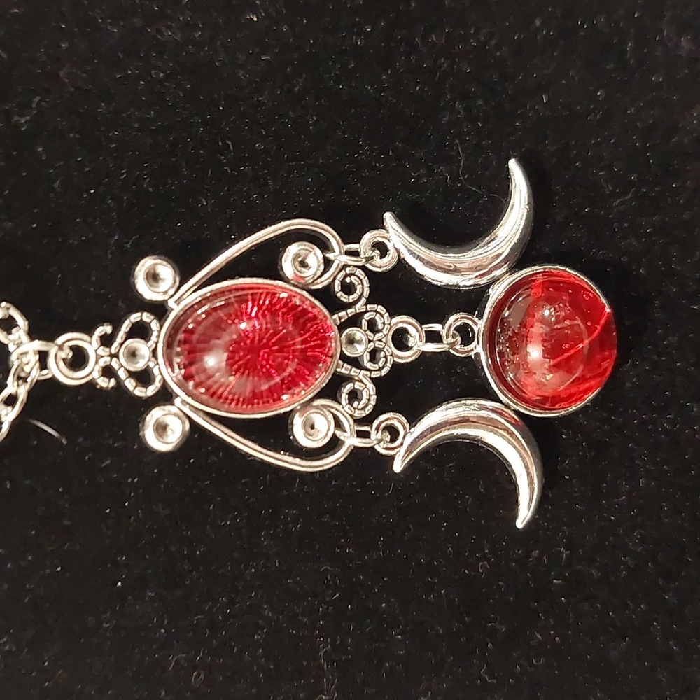 3/$15 SALE! Moon Goddess Charm Necklace - Garnet Glass - Picture 3 of 5
